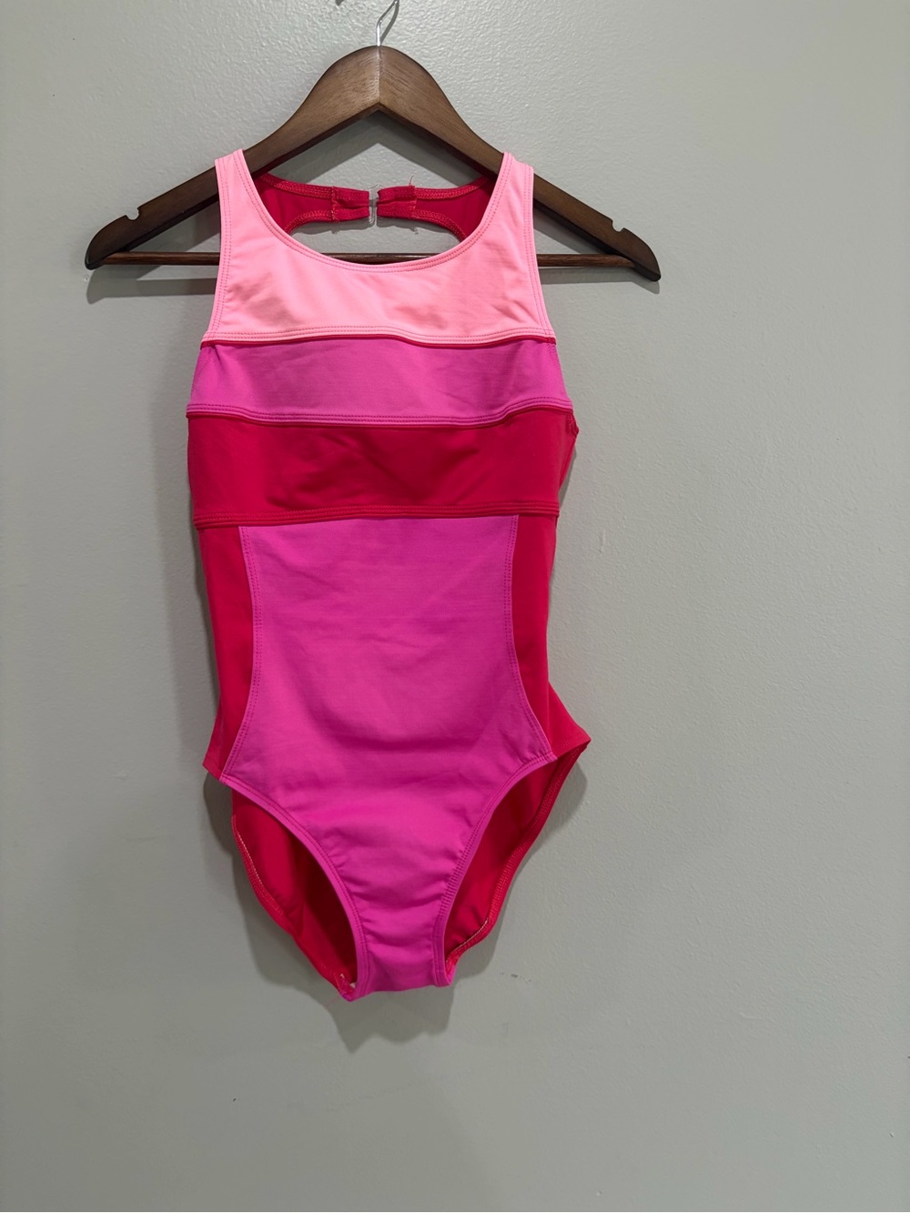 Vintage 1990s Pink & Hot Pink Colorblock One-Piece Swimsuit